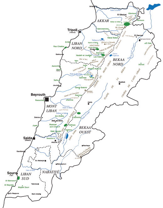 Map of Lebanon - Carte du  Liban